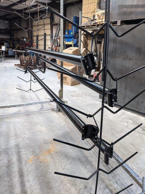 Twain rails and mount brackets after powder coat